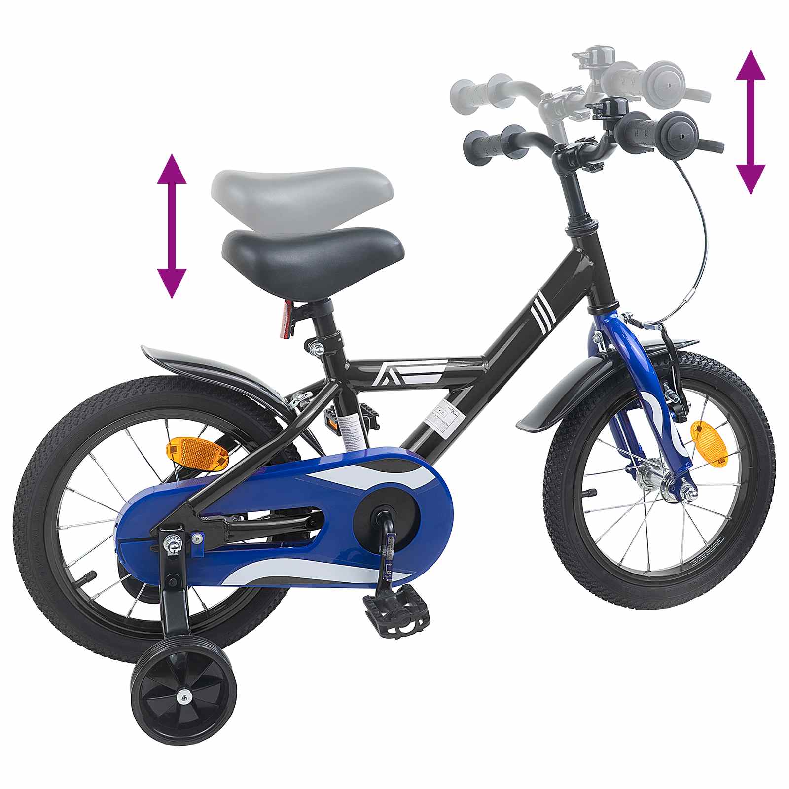 Kinderfahrrad 16 Zoll für 4-6 Jahre alt Schwarz