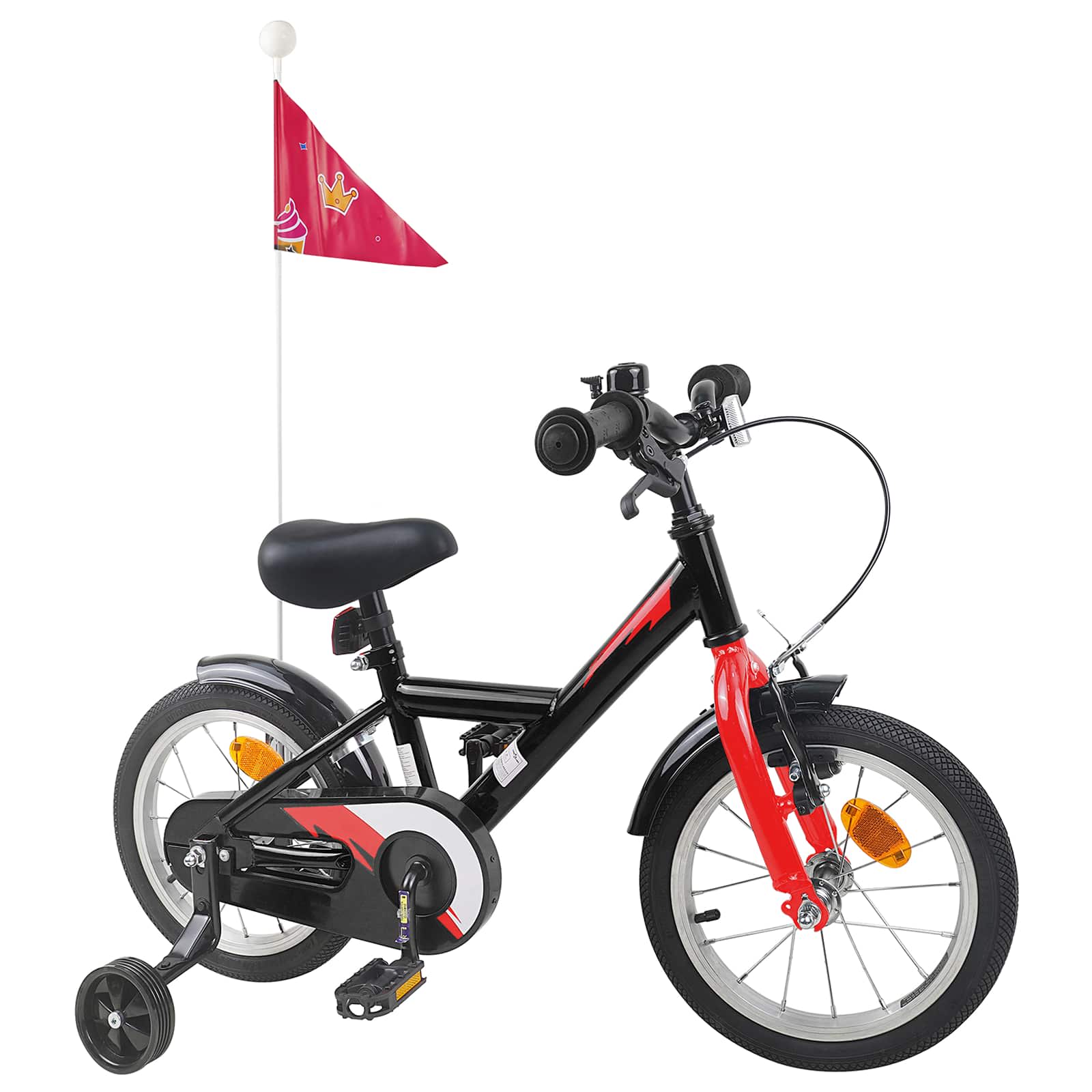 Kinderfahrrad 12 Zoll für 2-4 Jahre alt Schwarz