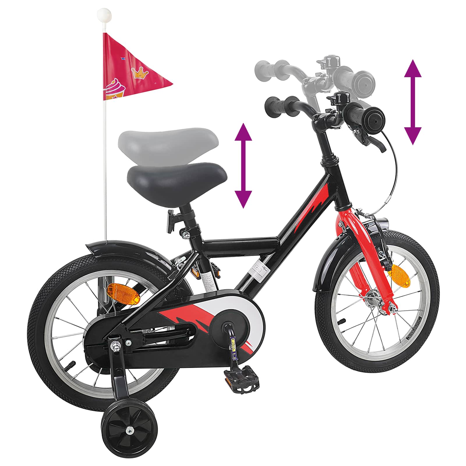 Kinderfahrrad 16 Zoll für 4-6 Jahre alt Schwarz