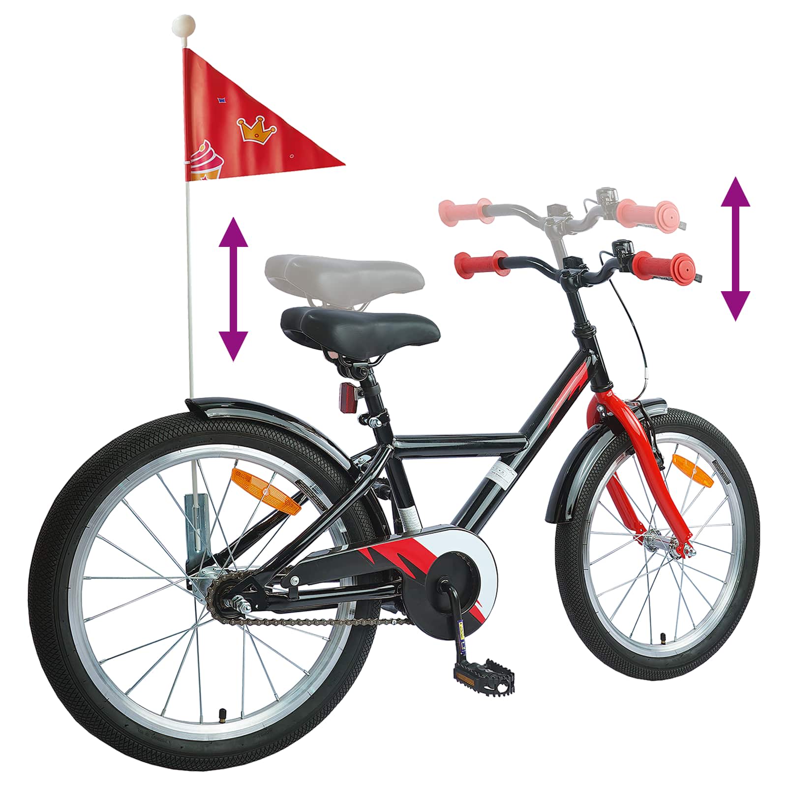 Kinderfahrrad 18 Zoll für 5-7 Jahre alt Schwarz