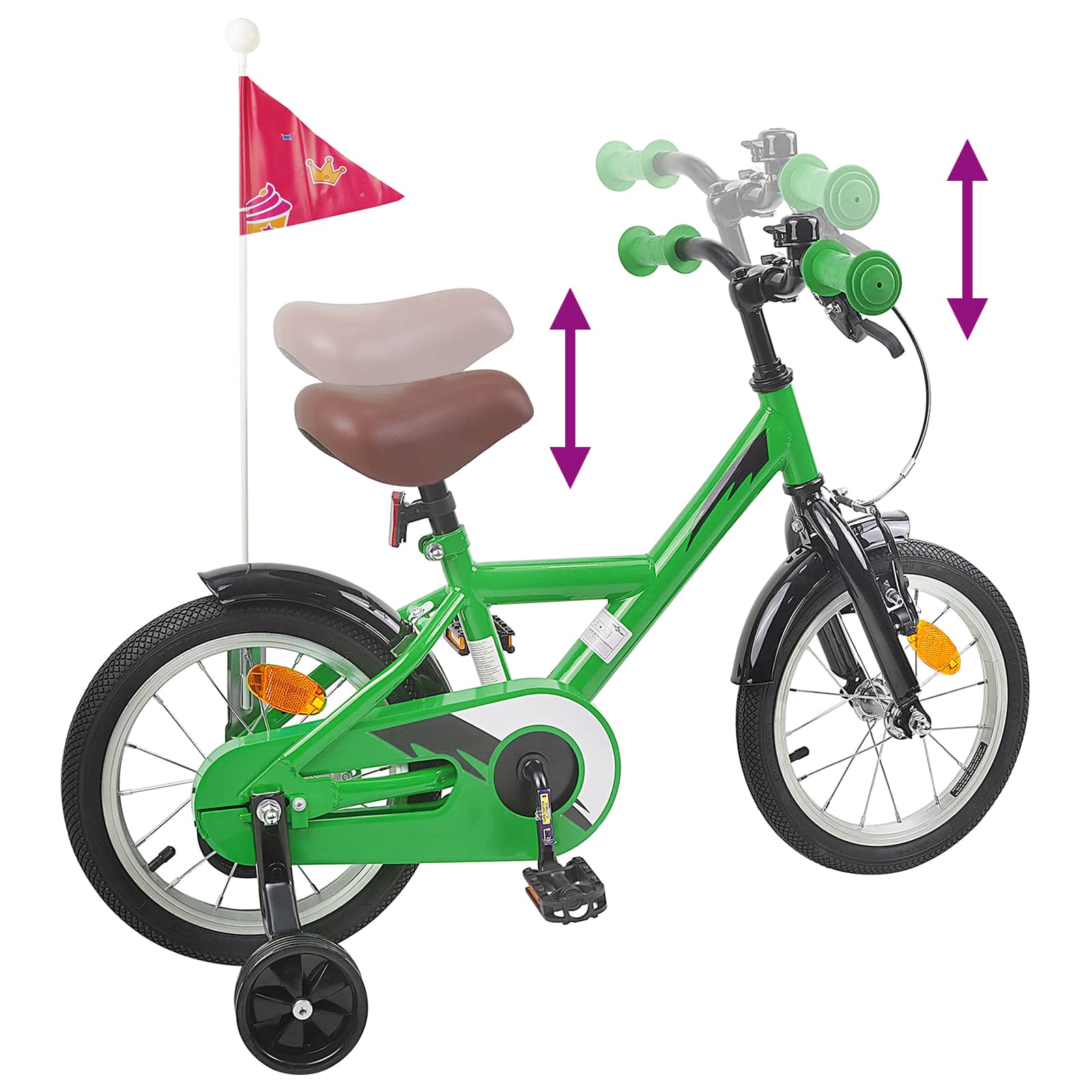 Kinderfahrrad 14 Zoll für 3-5 Jahre alt Grün