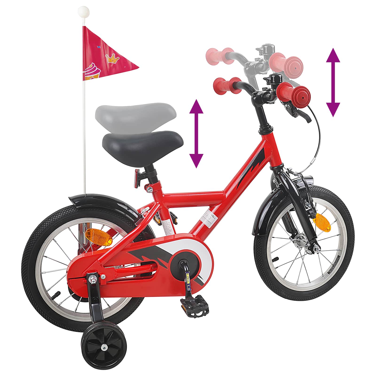 Kinderfahrrad 12 Zoll für 2-4 Jahre alt Rot
