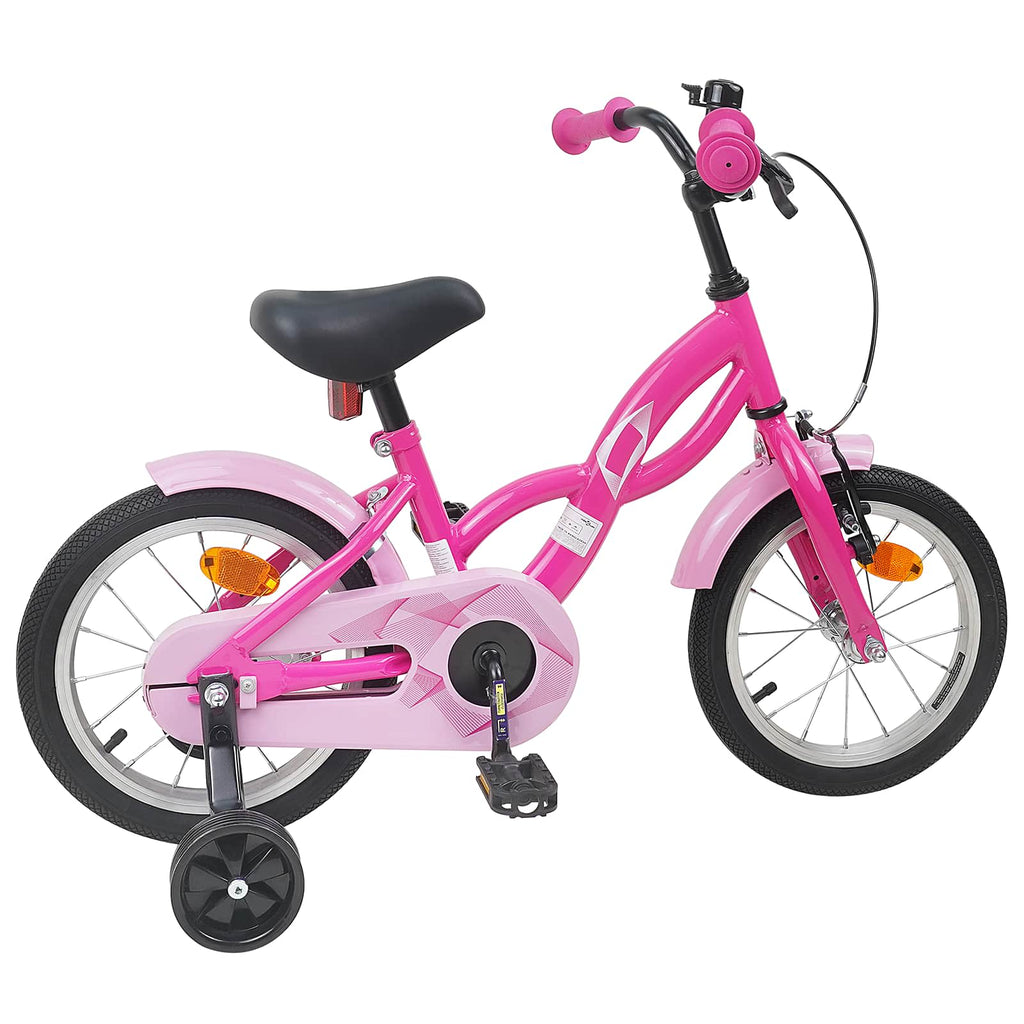 Kinderfahrrad 14 Zoll für 3-5 Jahre alt Dunkelrosa