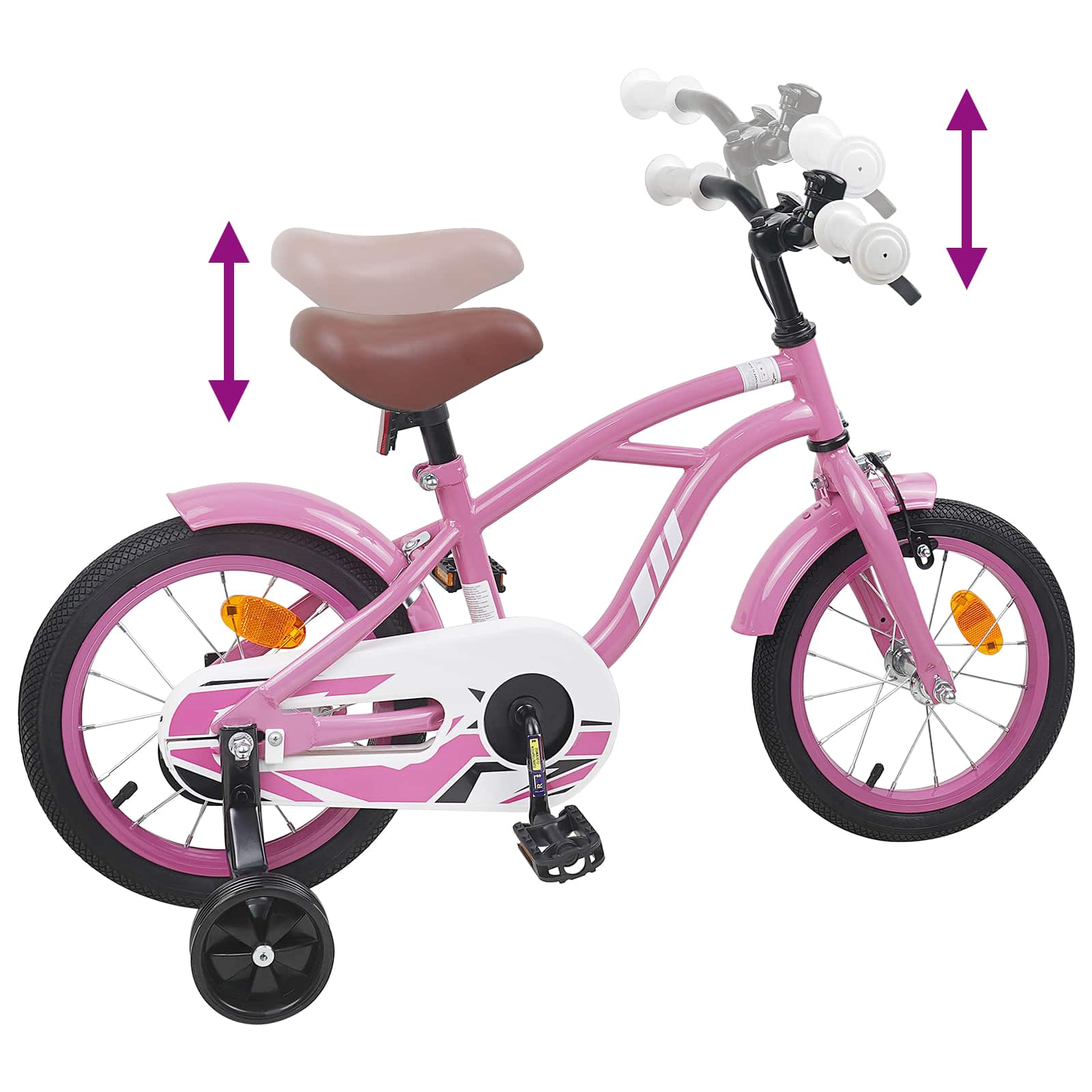 Kinderfahrrad 16 Zoll für 4-6 Jahre alt Hellrosa