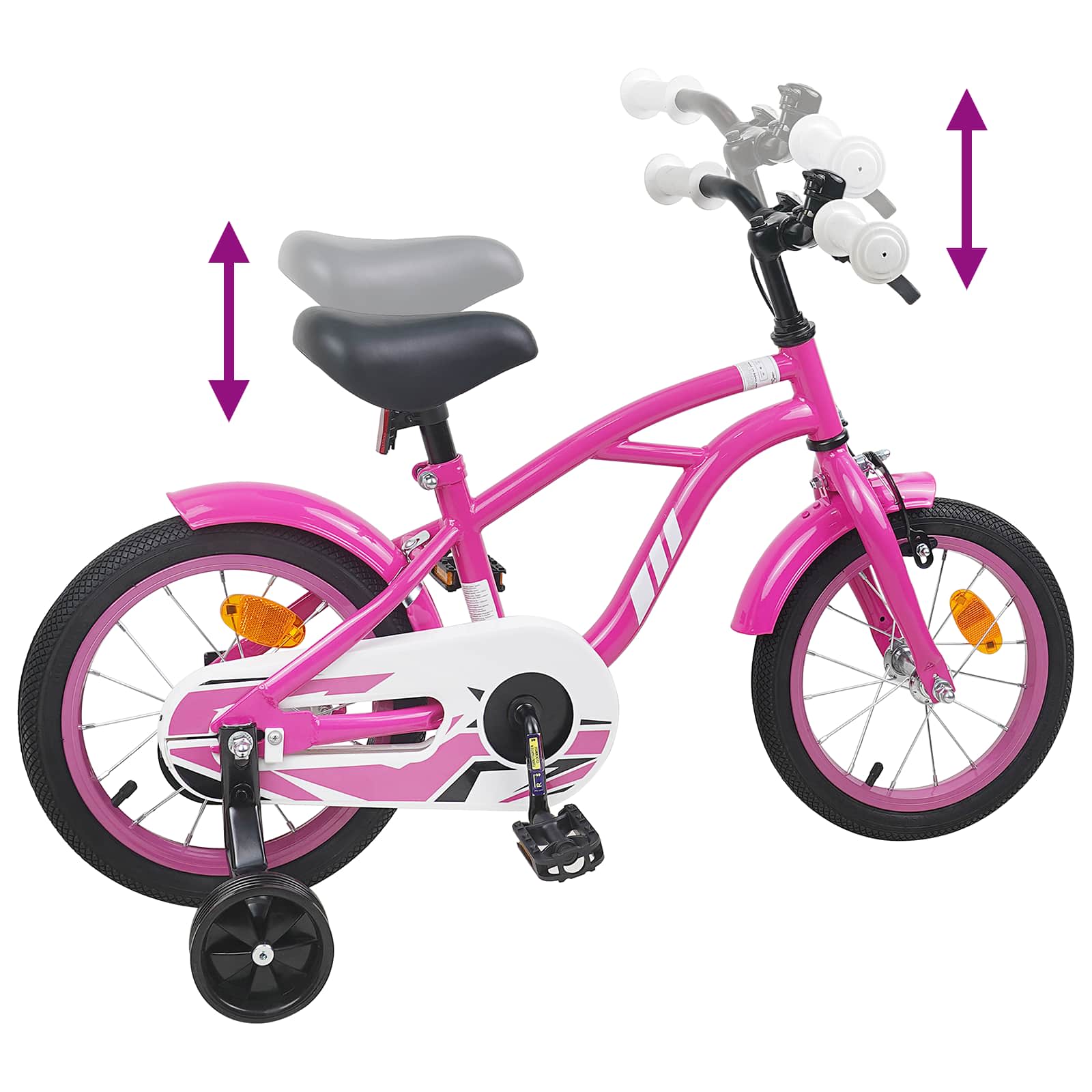 Kinderfahrrad 16 Zoll für 4-6 Jahre alt Dunkelrosa