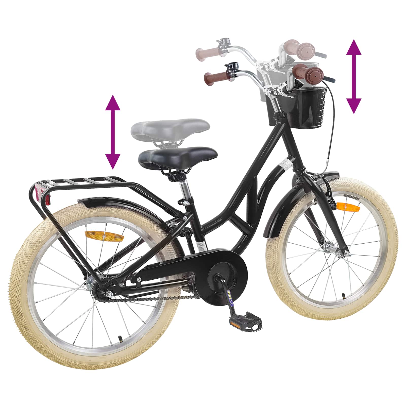 Kinderfahrrad 24 Zoll für 8-12 Jahre alt Schwarz