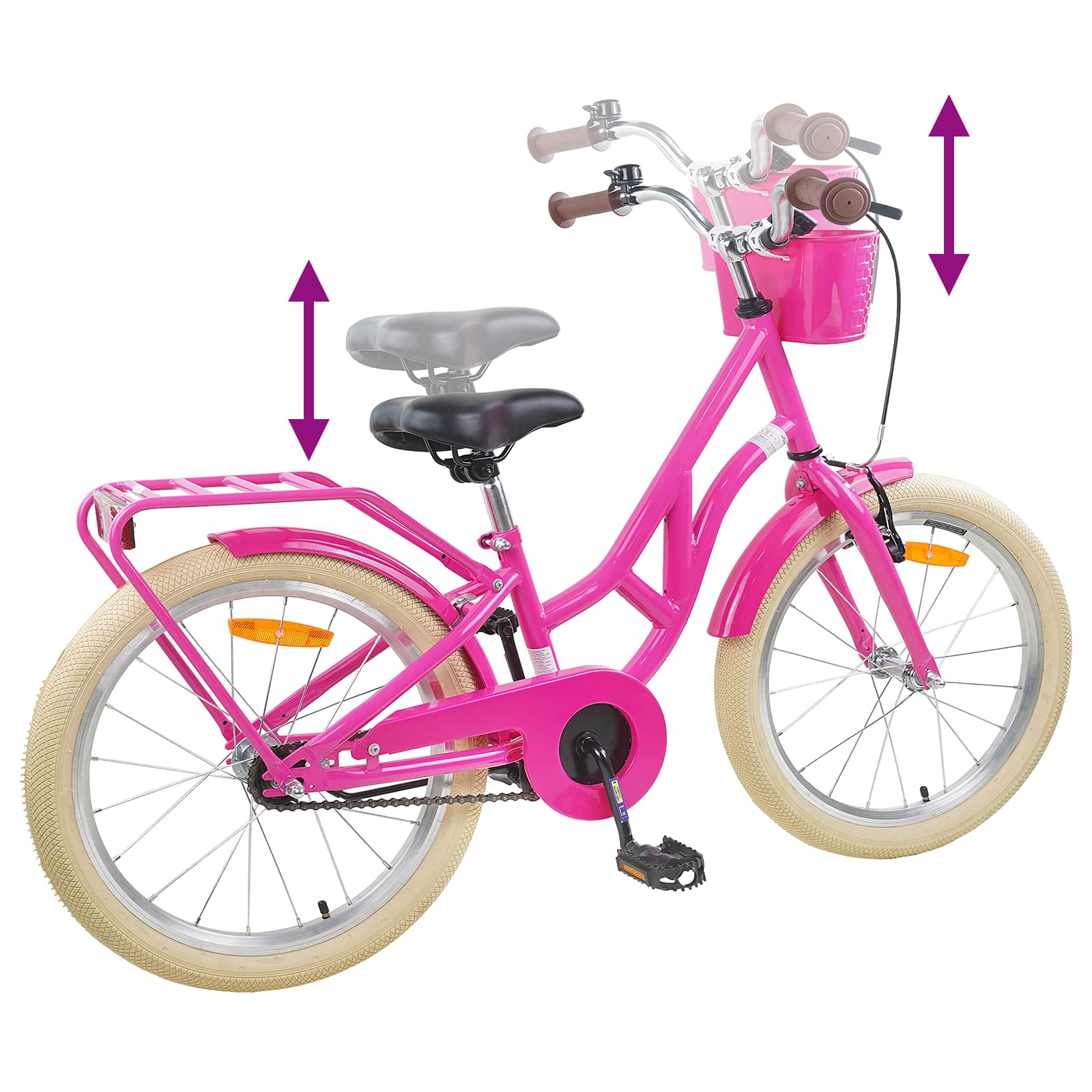 Kinderfahrrad 20 Zoll für 6-11 Jahre alt Dunkelrosa