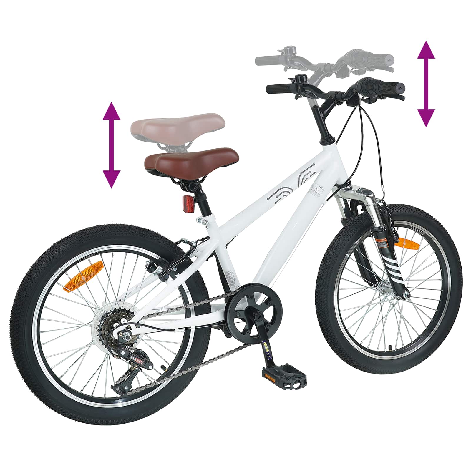 Mountainbike 24 Zoll 6-Geschwindigkeit für 8-12 Jahre alt Weiß