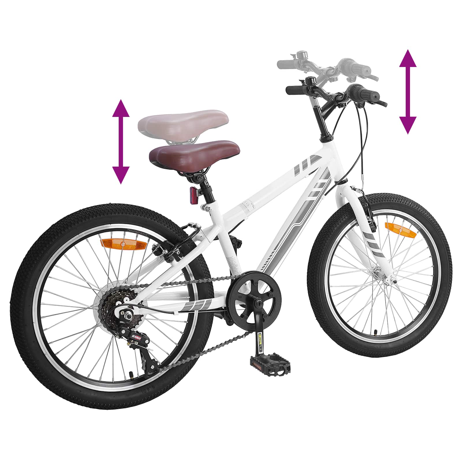 Mountainbike 24 Zoll 6-Speed für 8-12 Jahre alt Weiß