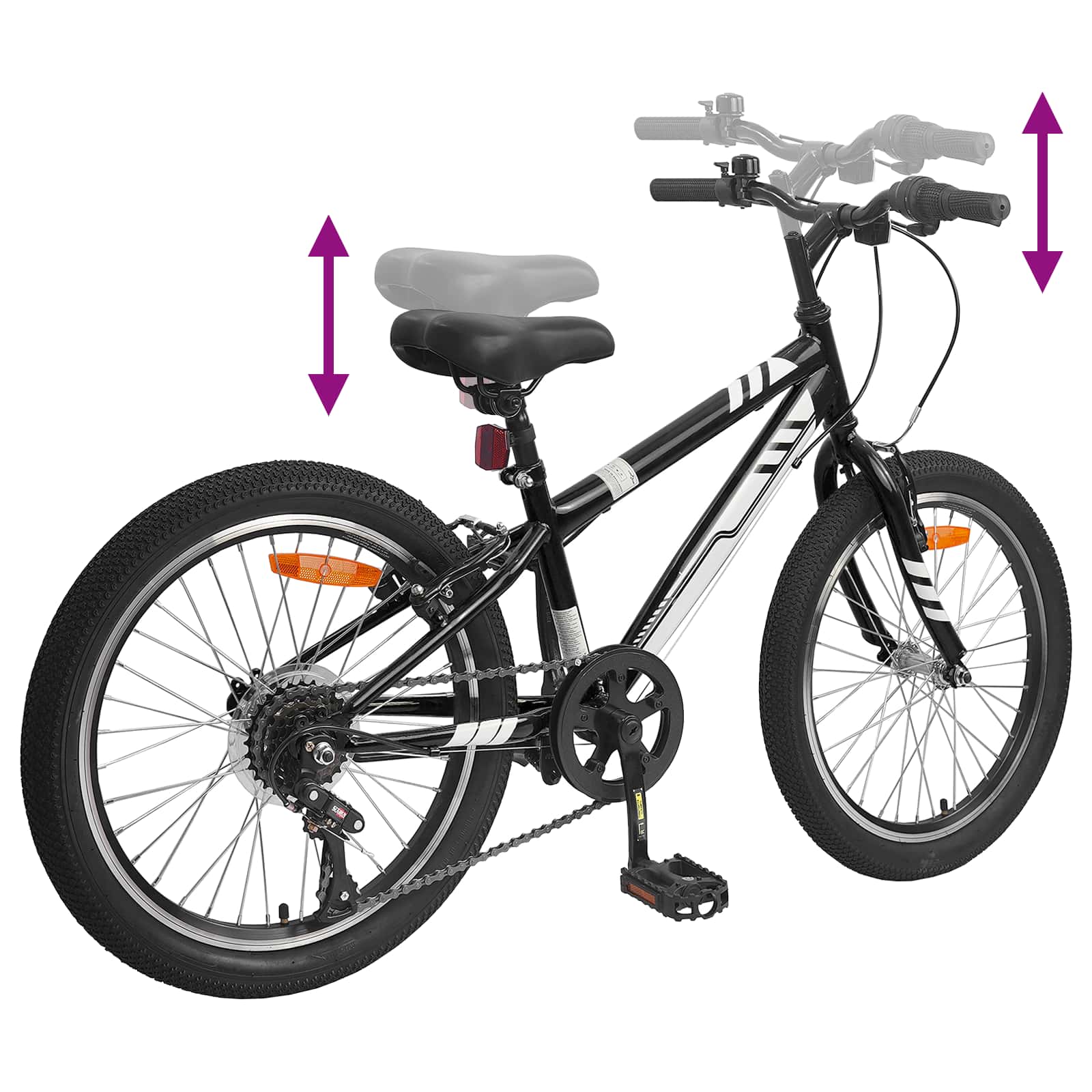 Mountainbike 24 Zoll 6-Speed für 8-12 Jahre Schwarz