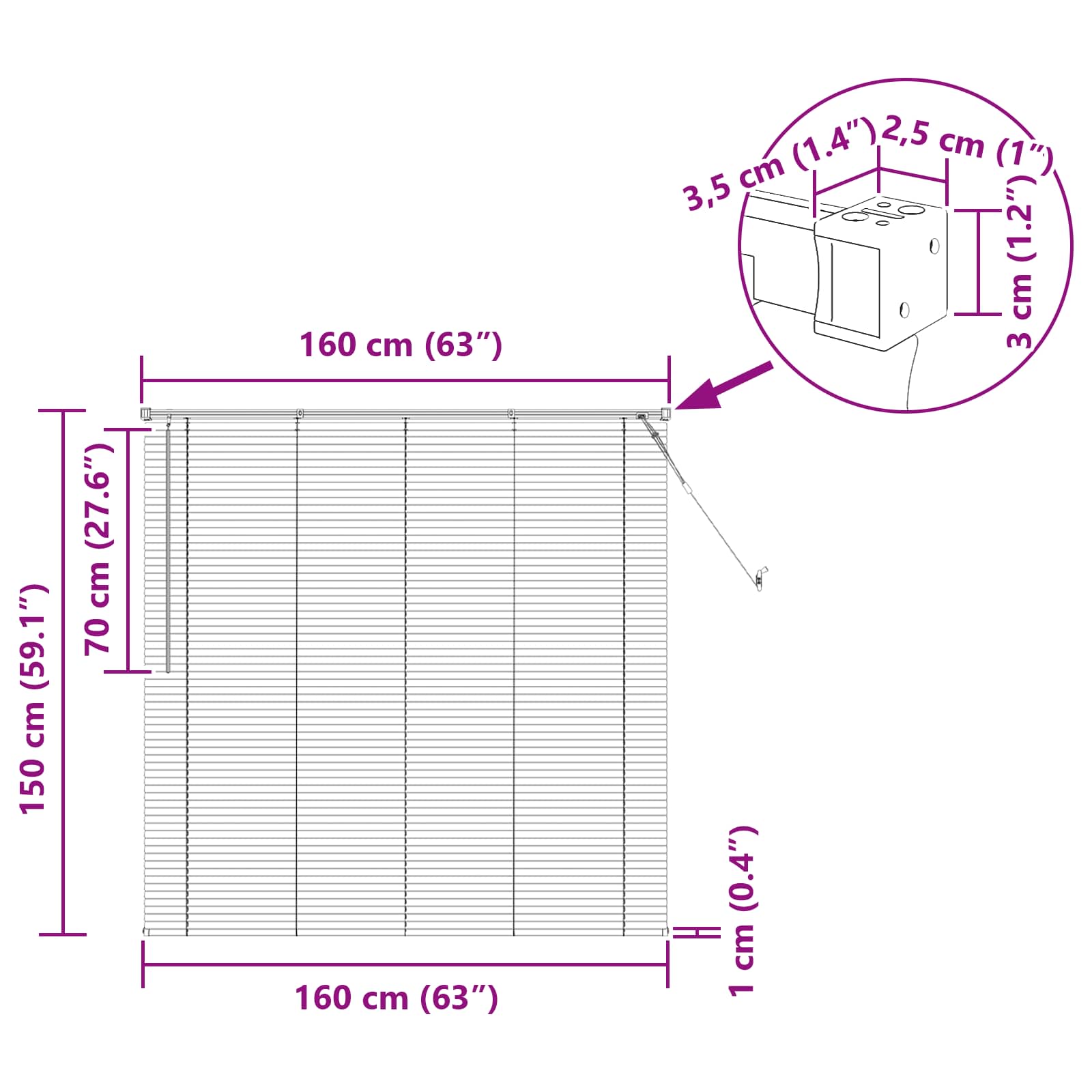 Jalousie Silber Grau 150 x 160 cm 25 mm PVC