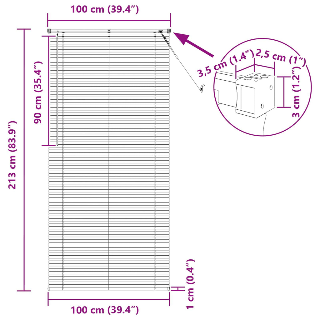 Jalousie Silber Grau 213 x 100 cm 25 mm PVC