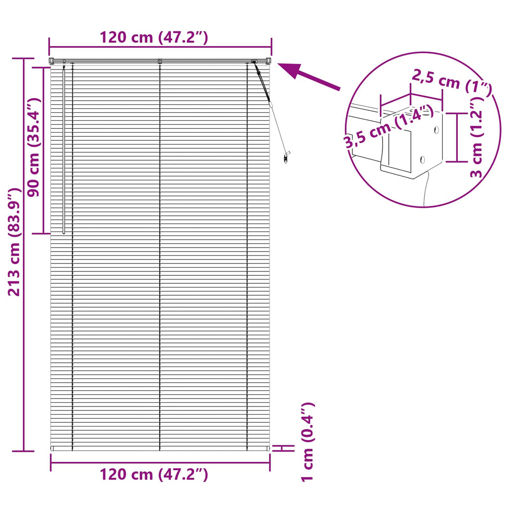 Jalousie Silber Grau 213 x 120 cm 25 mm PVC