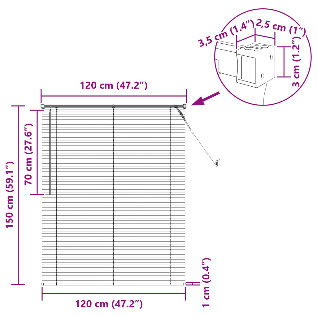 Jalousie Weiß 150 x 120 cm 25 mm PVC