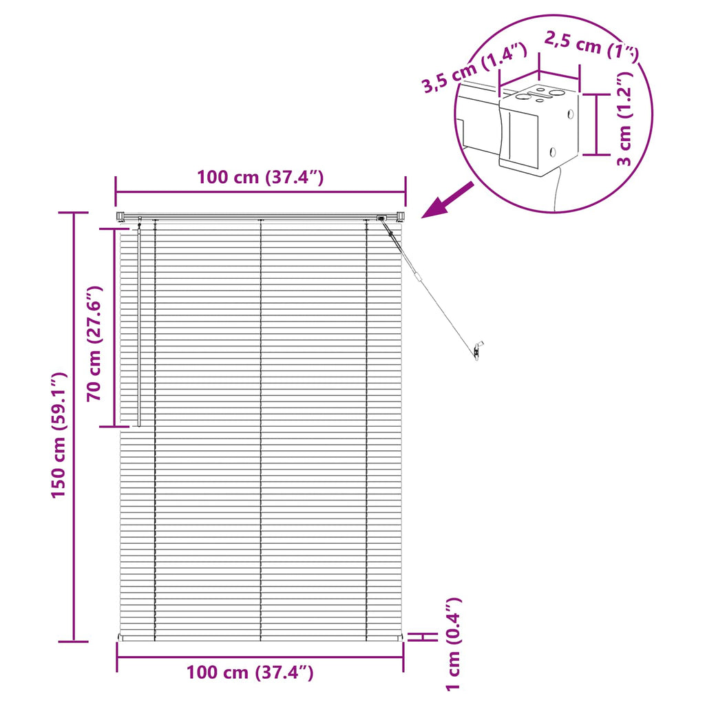 Jalousie Schwarz 150 x 100 cm 25 mm PVC