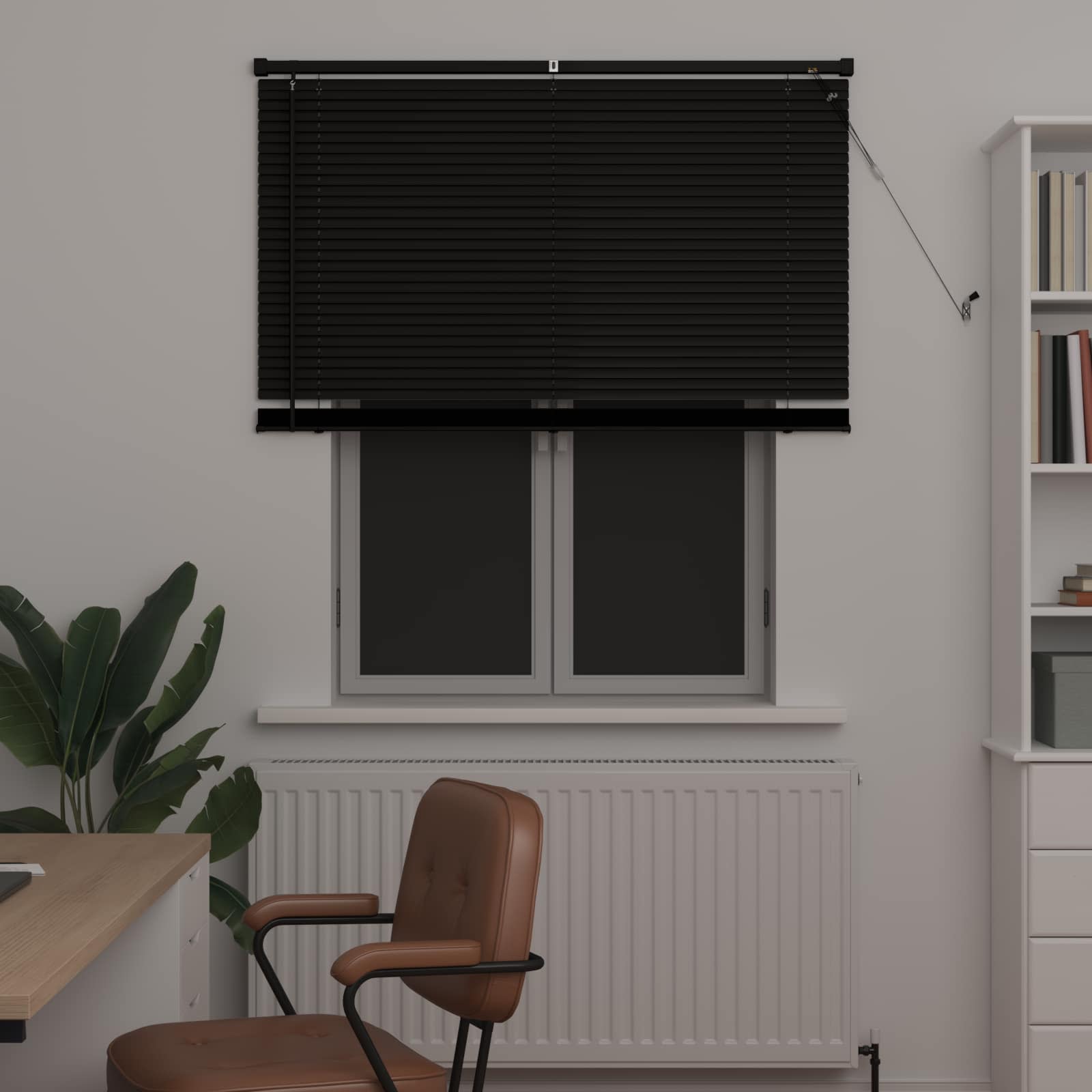 Jalousie Schwarz 150 x 110 cm 25 mm PVC