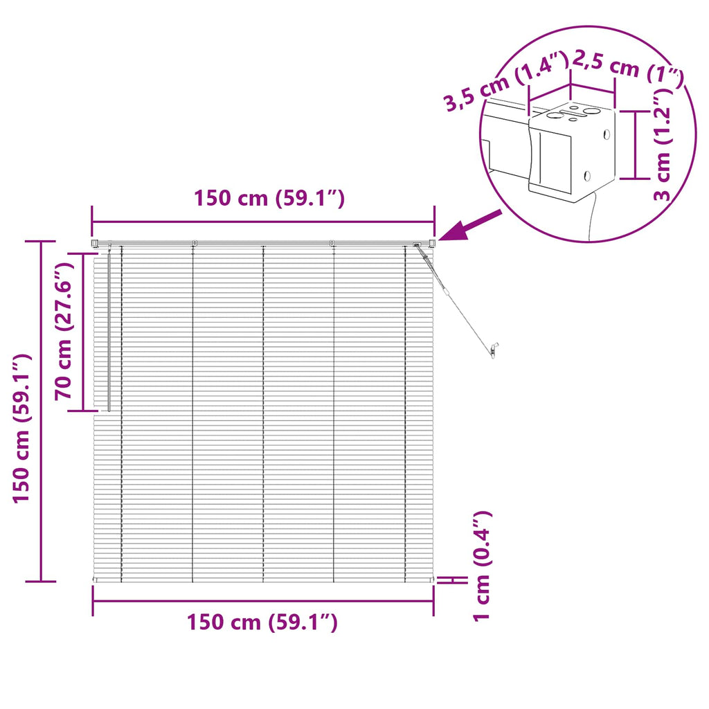 Jalousie Schwarz 150 x 150 cm 25 mm PVC