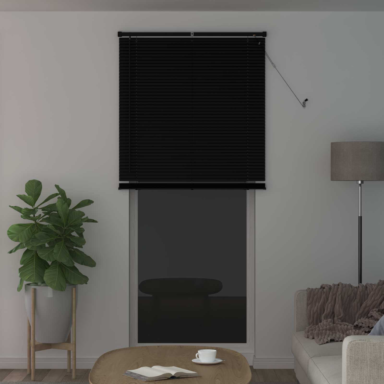 Jalousie Schwarz 213 x 70 cm 25 mm PVC
