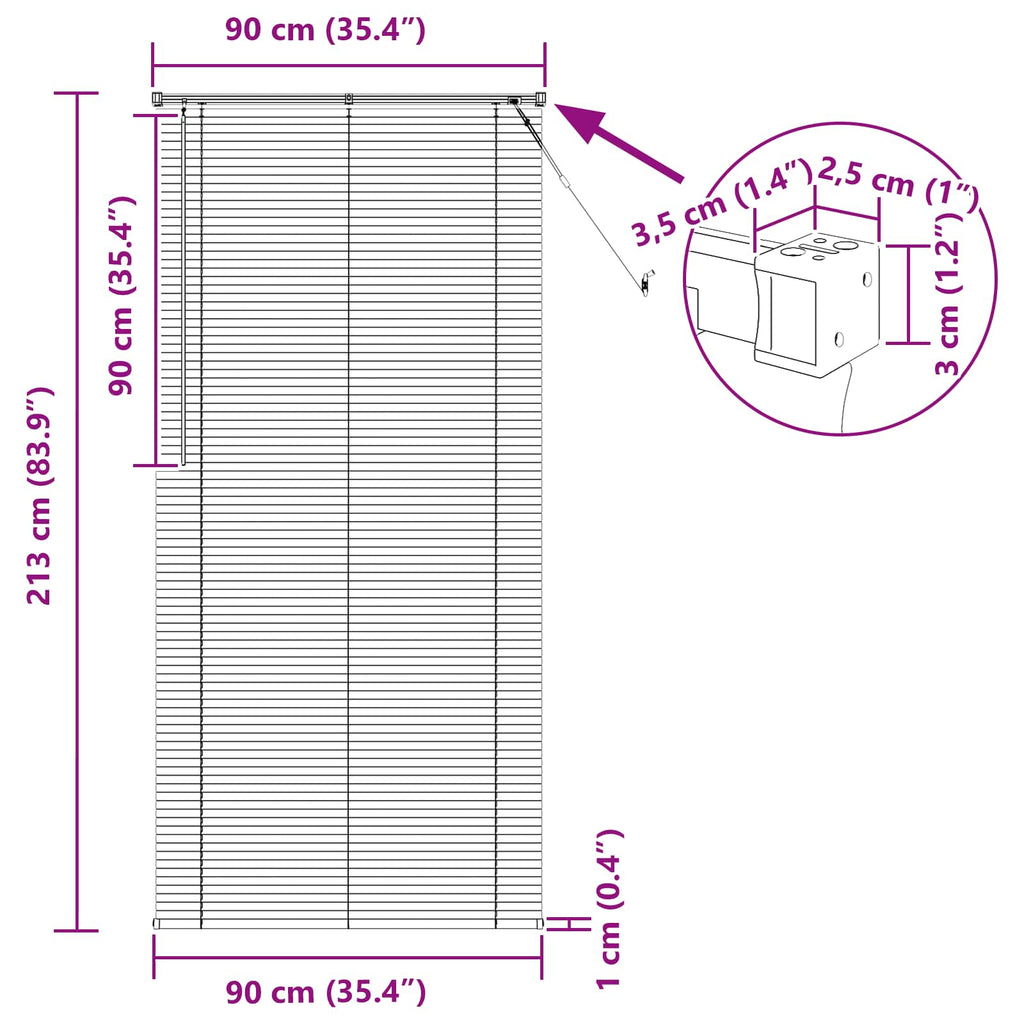 Jalousie Schwarz 213 x 90 cm 25 mm PVC