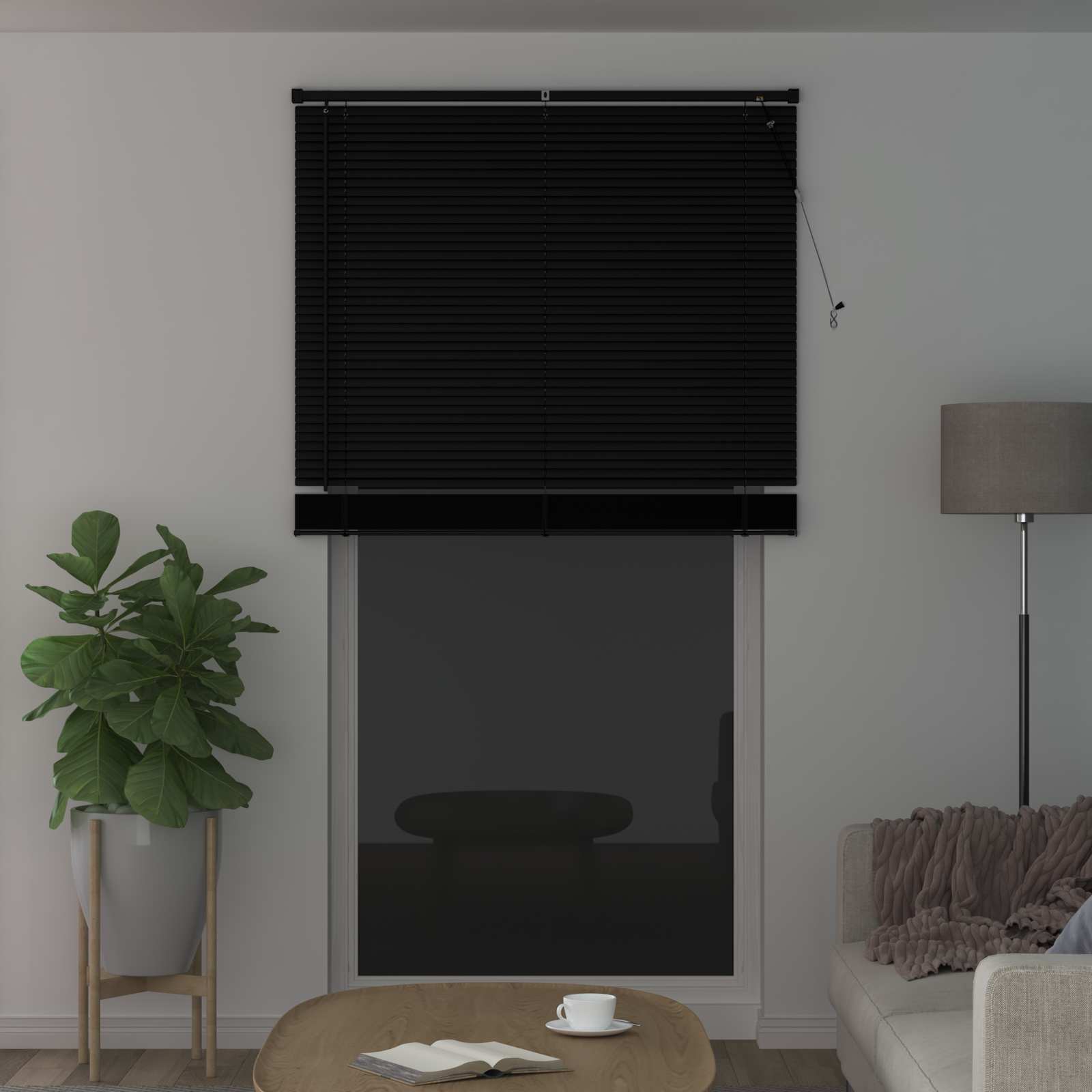 Jalousie Schwarz 213 x 120 cm 25 mm PVC