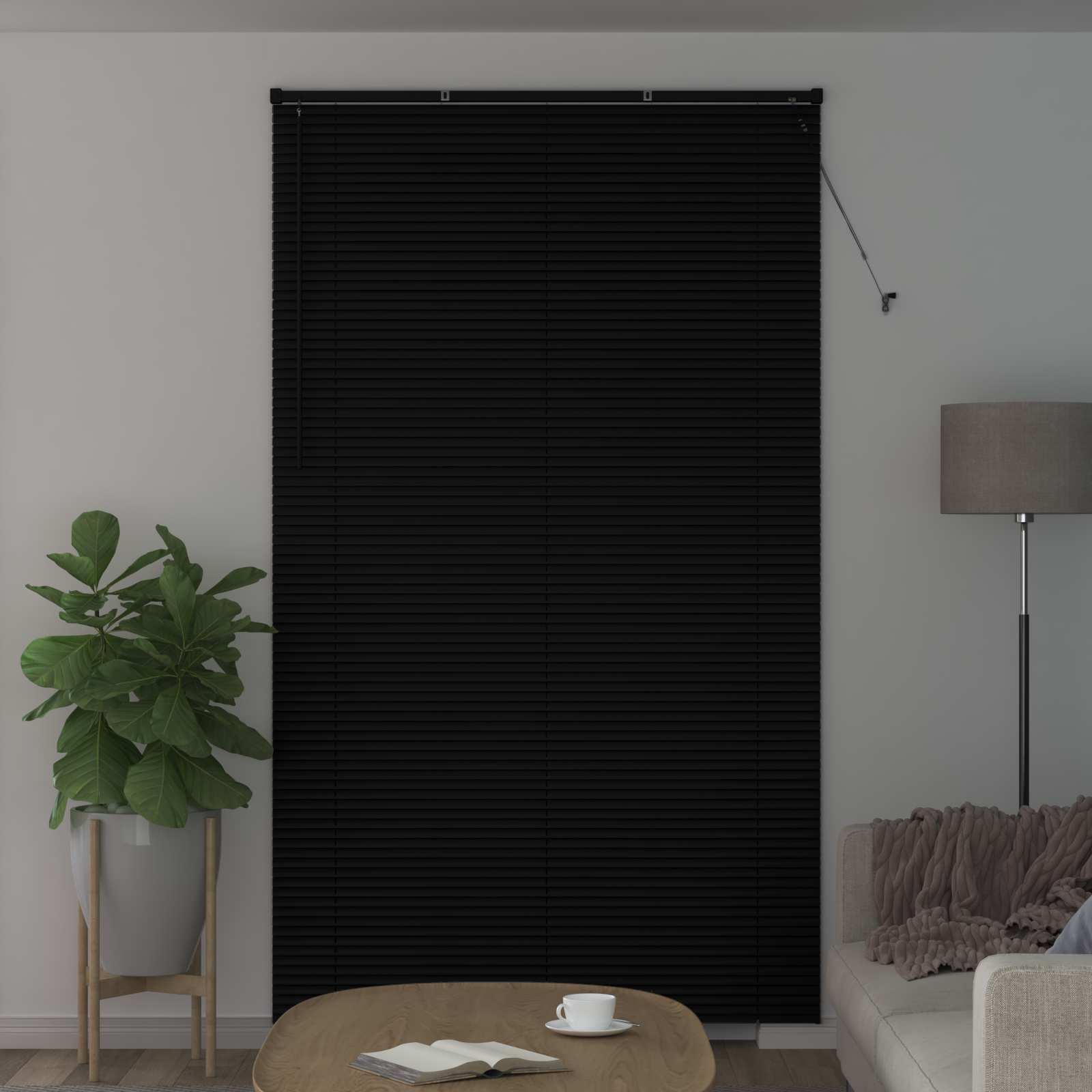 Jalousie Schwarz 213 x 150 cm 25 mm PVC
