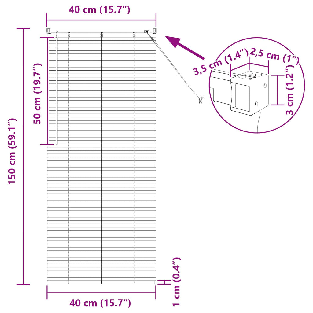Jalousie Hellbraun mit Muster 150 x 40 cm 25 mm PVC