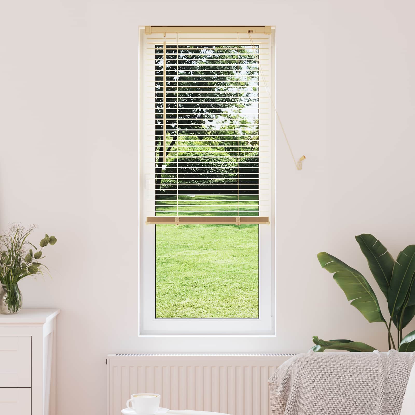 Jalousie Hellbraun mit Muster 150 x 60 cm 25 mm PVC