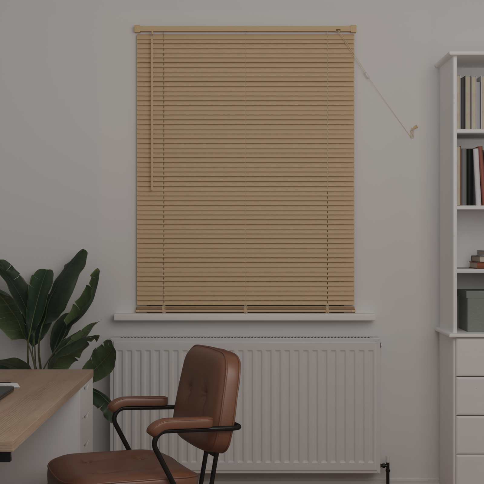 Jalousie Hellbraun mit Muster 150 x 100 cm 25 mm PVC