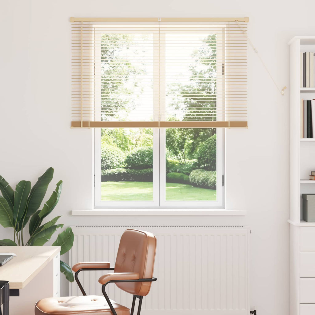 Jalousie Hellbraun mit Muster 150 x 120 cm 25 mm PVC