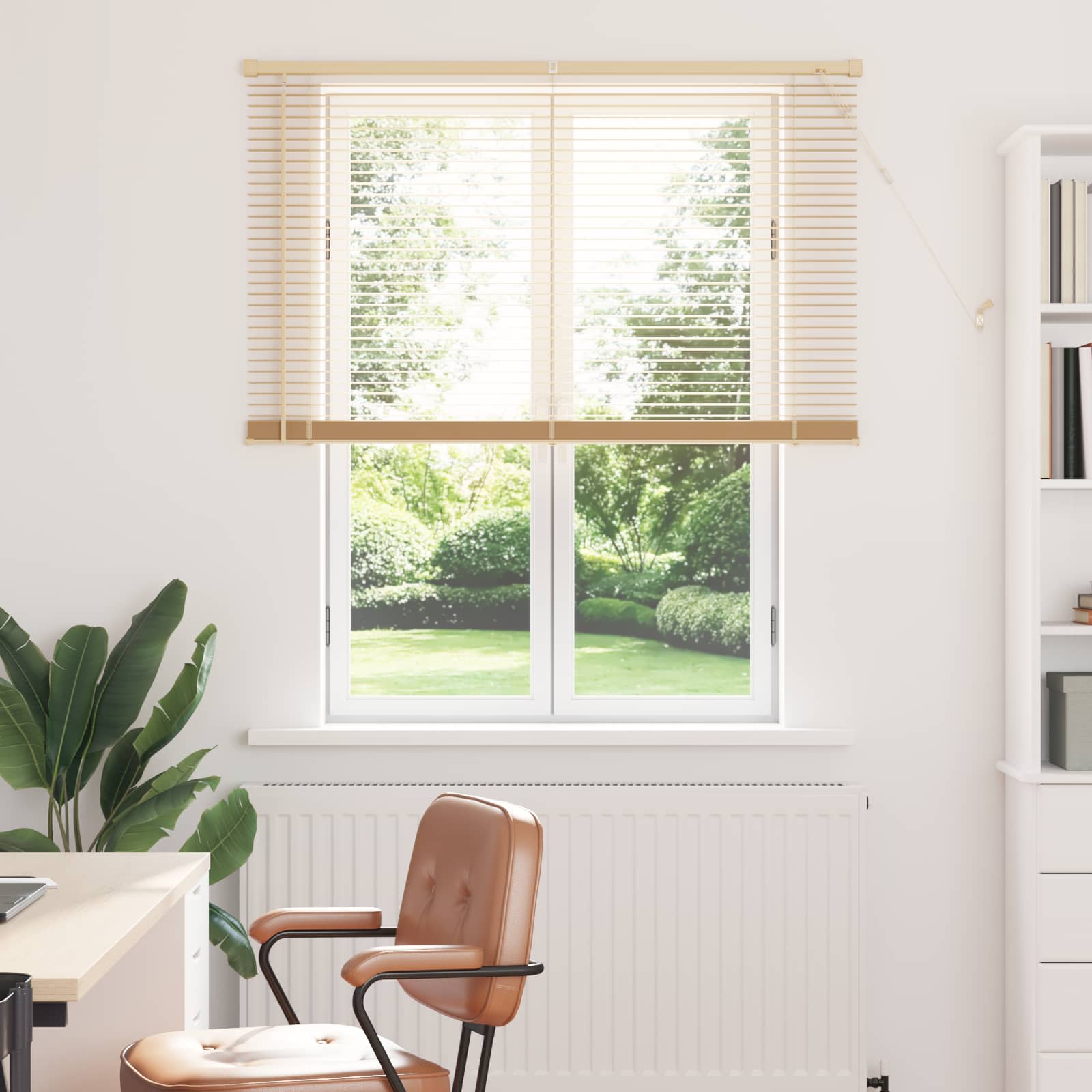 Jalousie Hellbraun mit Muster 150 x 120 cm 25 mm PVC