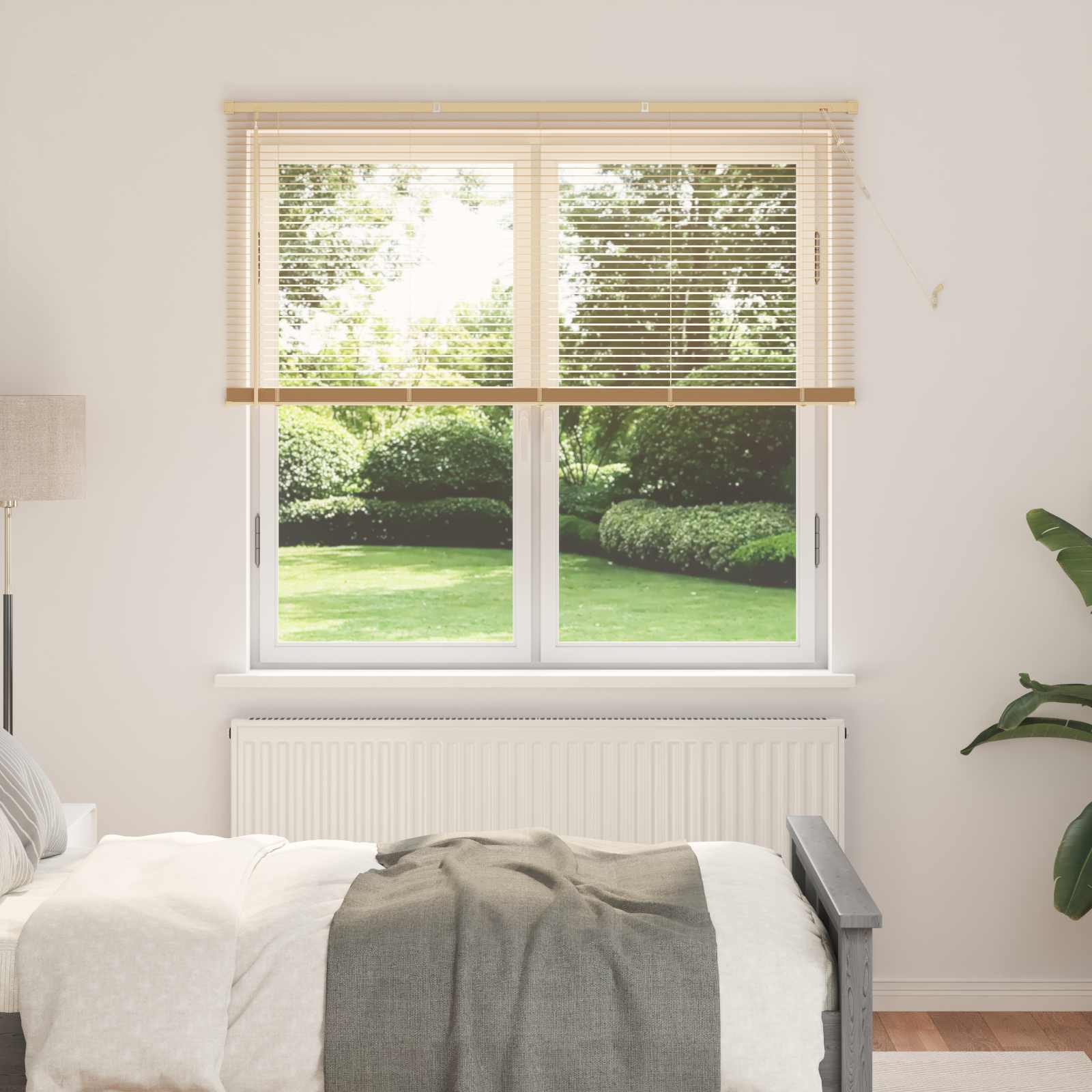 Jalousie Hellbraun mit Muster 150 x 160 cm 25 mm PVC