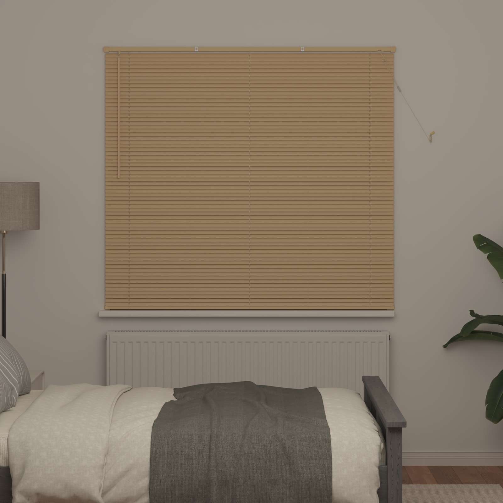 Jalousie Hellbraun mit Muster 150 x 160 cm 25 mm PVC