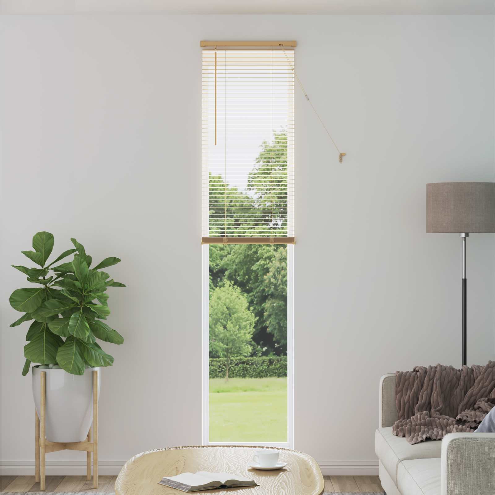 Jalousie Hellbraun mit Muster 213 x 40 cm 25 mm PVC