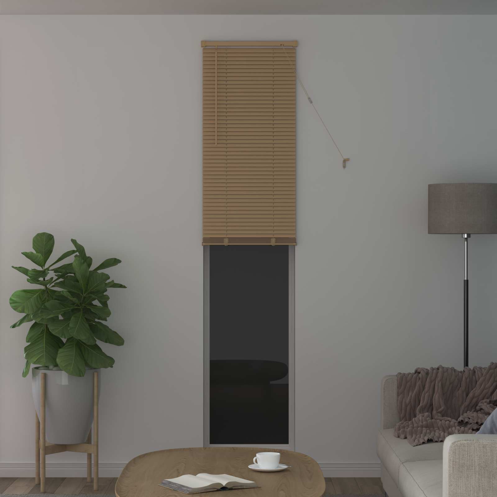 Jalousie Hellbraun mit Muster 213 x 60 cm 25 mm PVC