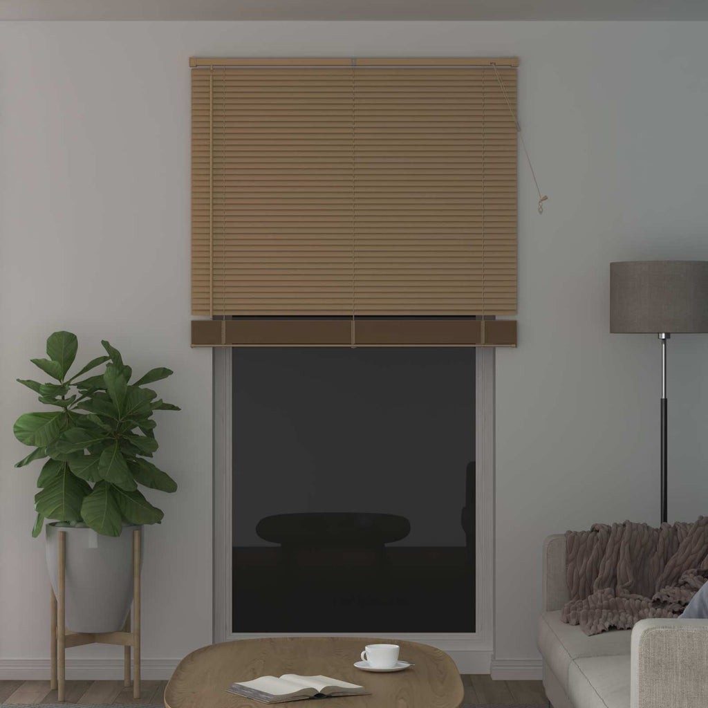 Jalousie Hellbraun mit Muster 213 x 110 cm 25 mm PVC
