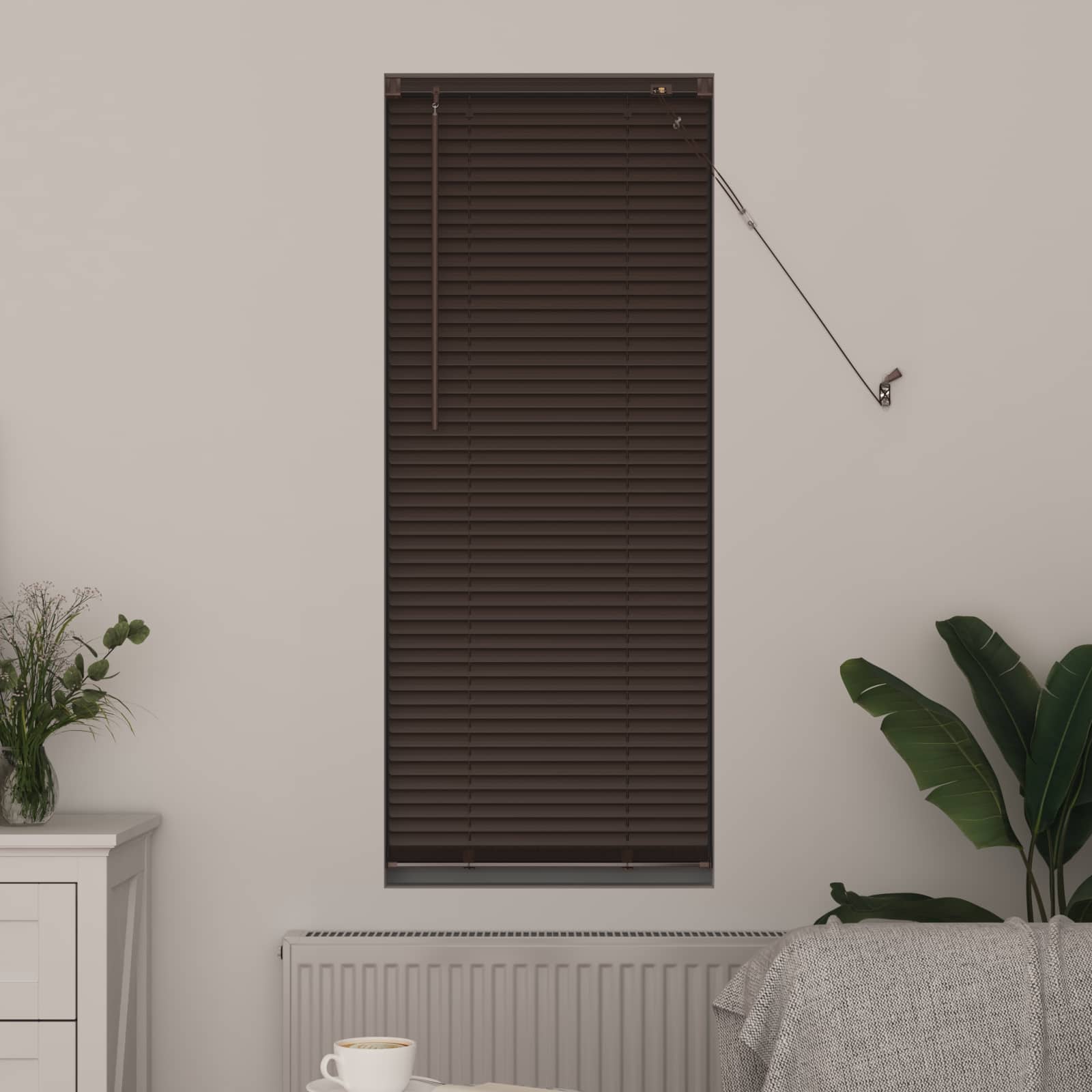 Jalousie Dunkelbraun mit Muster 150 x 60 cm 25 mm PVC