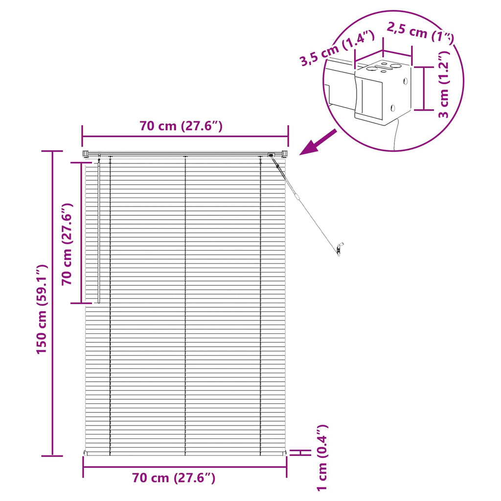 Jalousie Dunkelbraun mit Muster 150 x 70 cm 25 mm PVC
