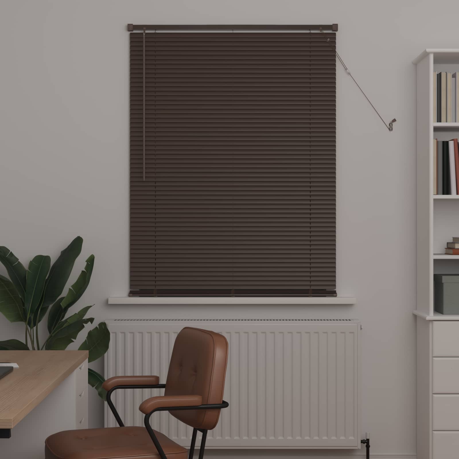 Jalousie Dunkelbraun mit Muster 150 x 80 cm 25 mm PVC