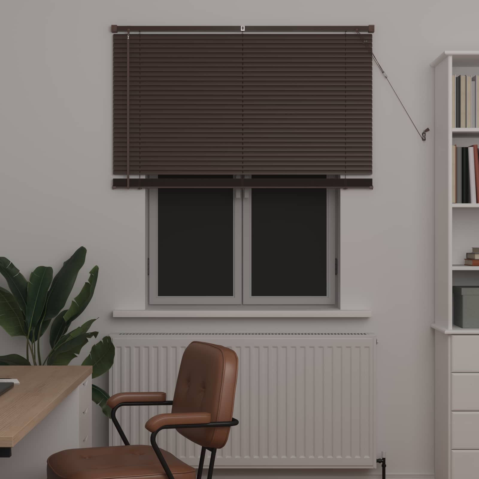 Jalousie Dunkelbraun mit Muster 150 x 120 cm 25 mm PVC