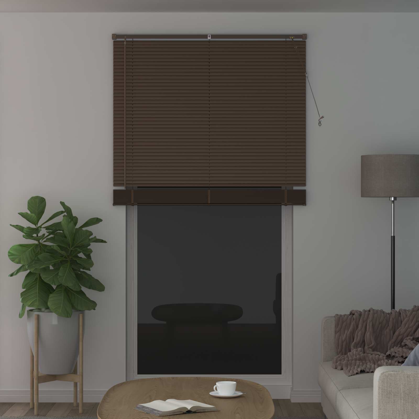 Jalousie Dunkelbraun mit Muster 213 x 110 cm 25 mm PVC