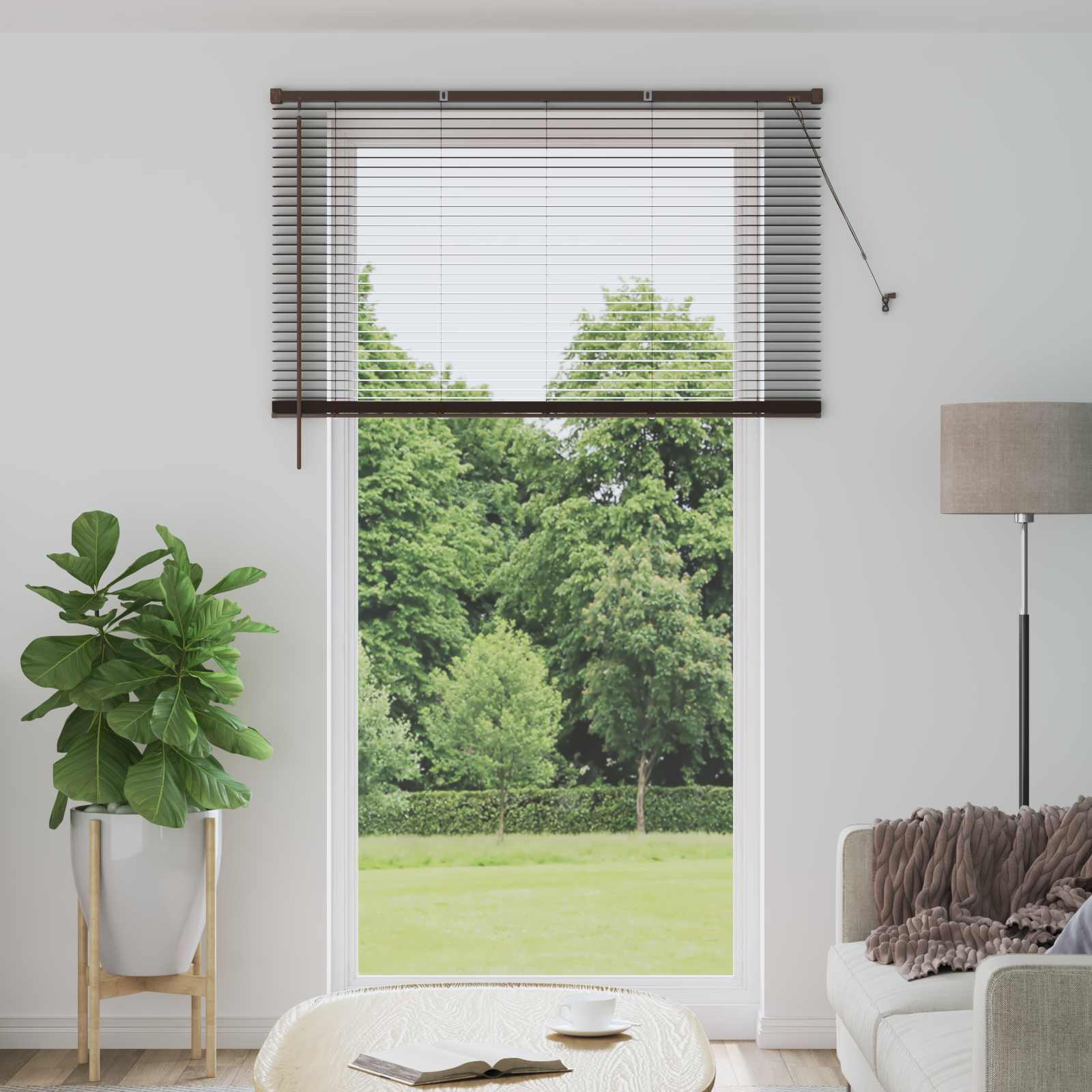 Jalousie Dunkelbraun mit Muster 213 x 140 cm 25 mm PVC