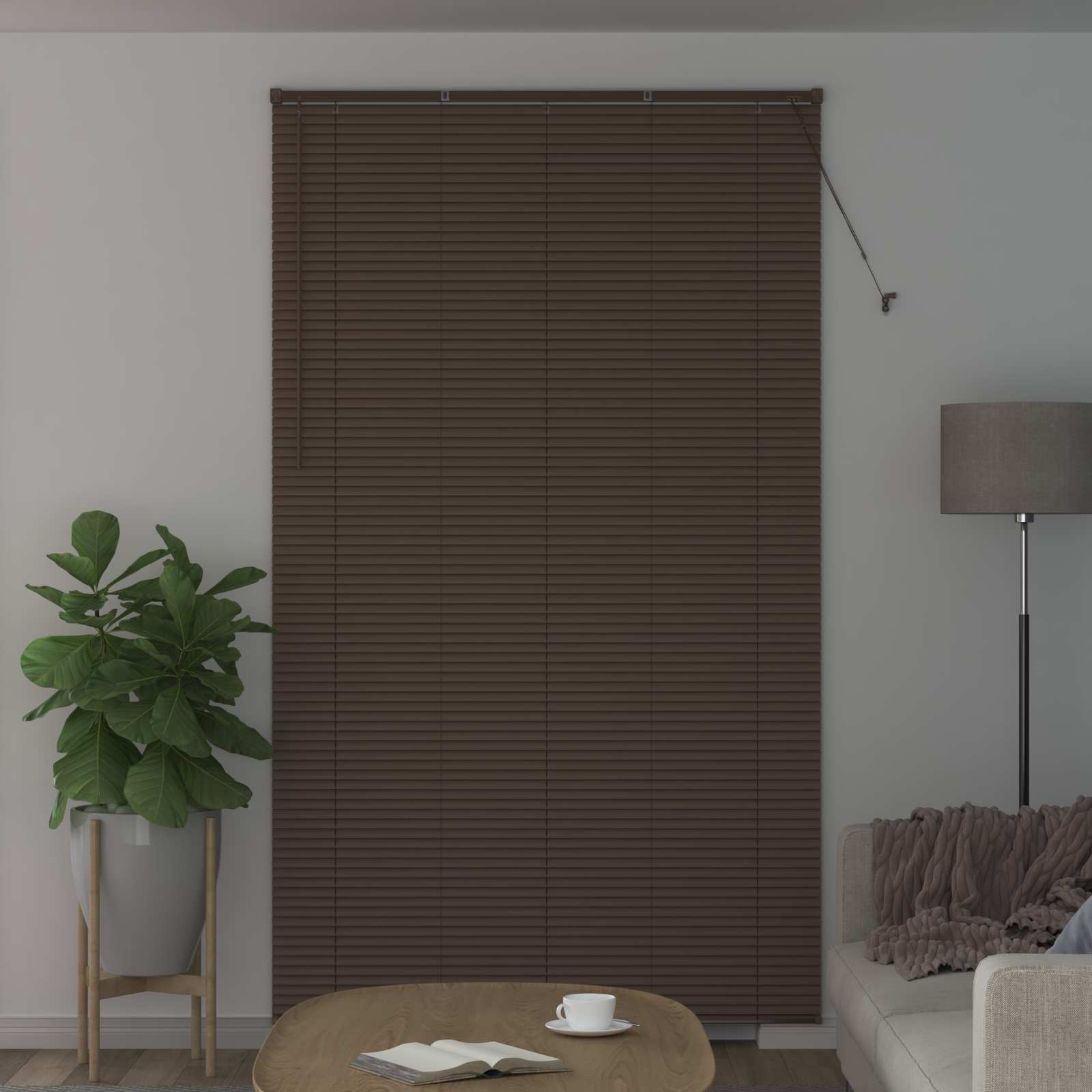 Jalousie Dunkelbraun mit Muster 213 x 150 cm 25 mm PVC