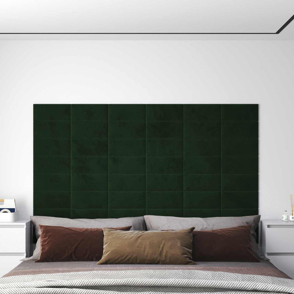 Wandkopfteilen 12 pcs Dunkelgrün Samt