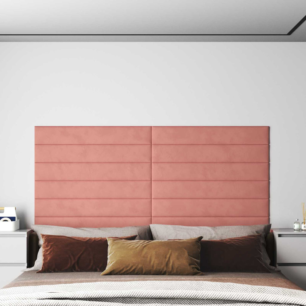 Wandkopfteilen 12 pcs Rosa Samt