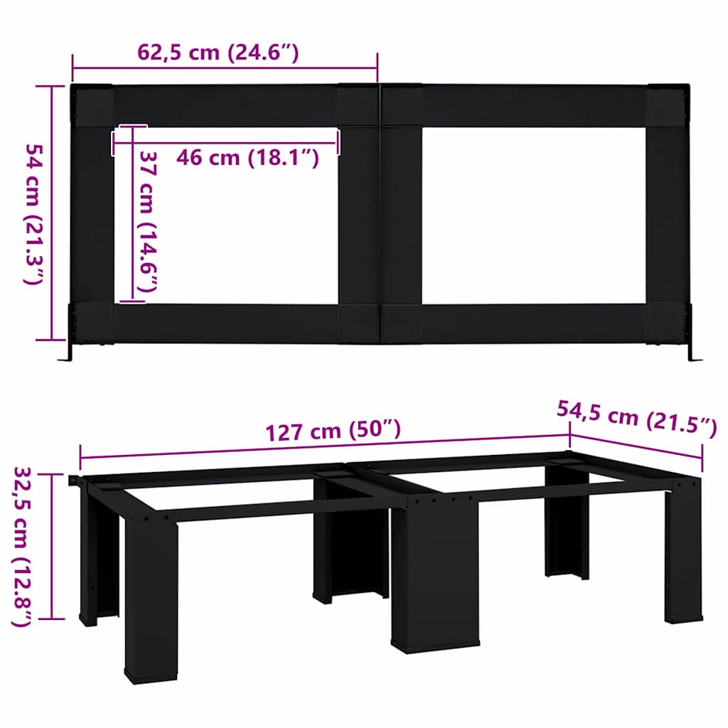 Waschmaschinen-Podest 2 pcs Schwarz 127 x 54,5 x 32,5 cm Stahl
