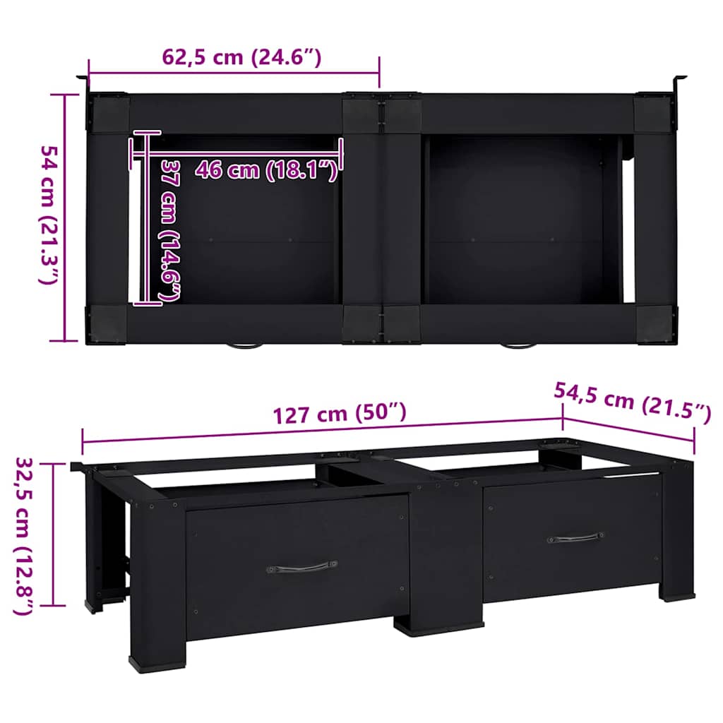 Waschmaschinen-Podest 2 pcs Schwarz 127 x 54,5 x 32,5 cm Stahl