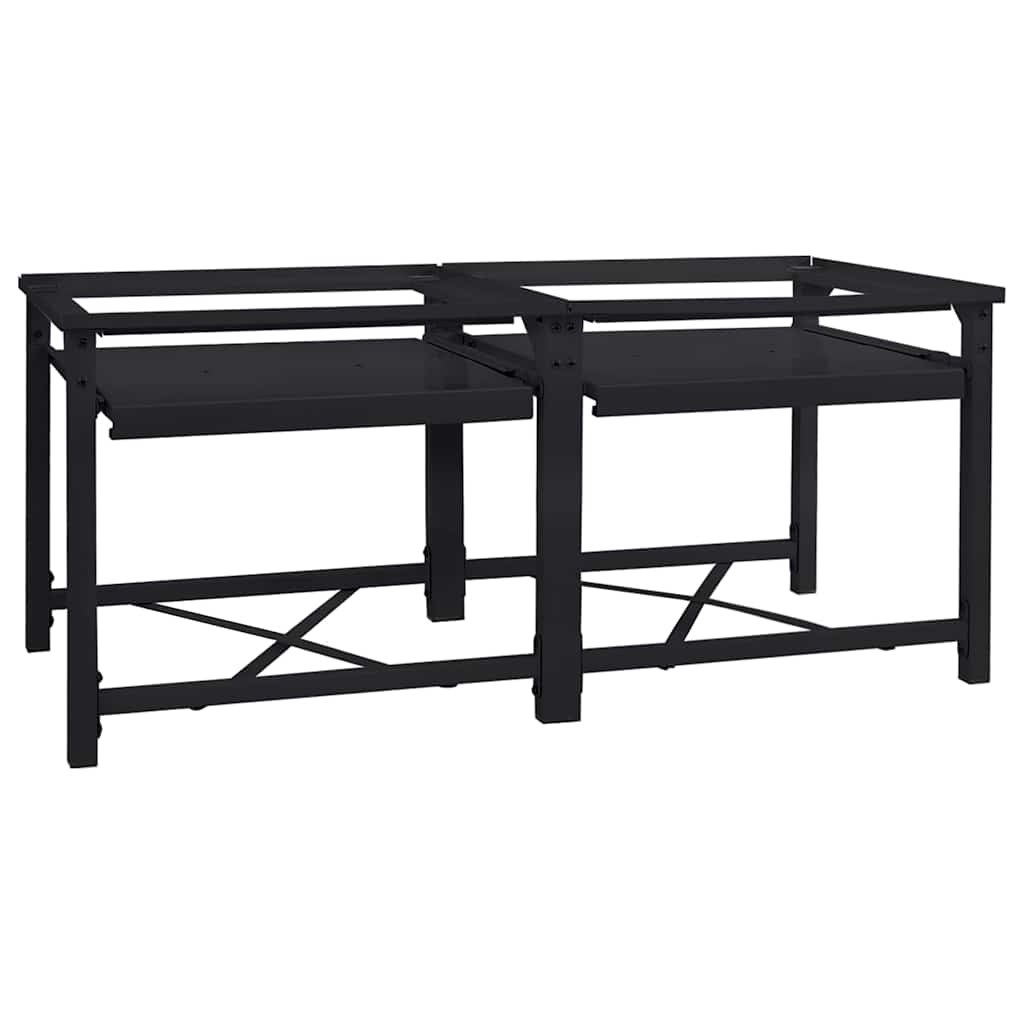 Waschmaschinen-Podest 2 Stk. Schwarz 120 x 56 x 52 cm Stahl