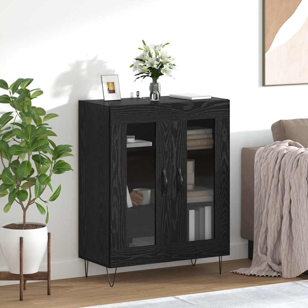 Sideboard Schwarz Eichen-Optik 69,5 x 34 x 90 cm Holzwerkstoff