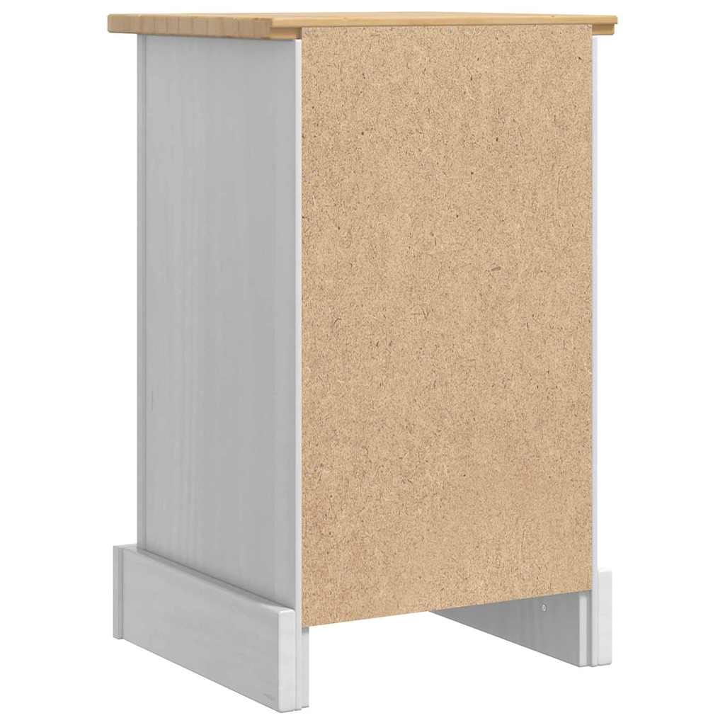 Nachttisch Corona Weiß 35 x 32,5 x 58 cm Massives Kiefernholz