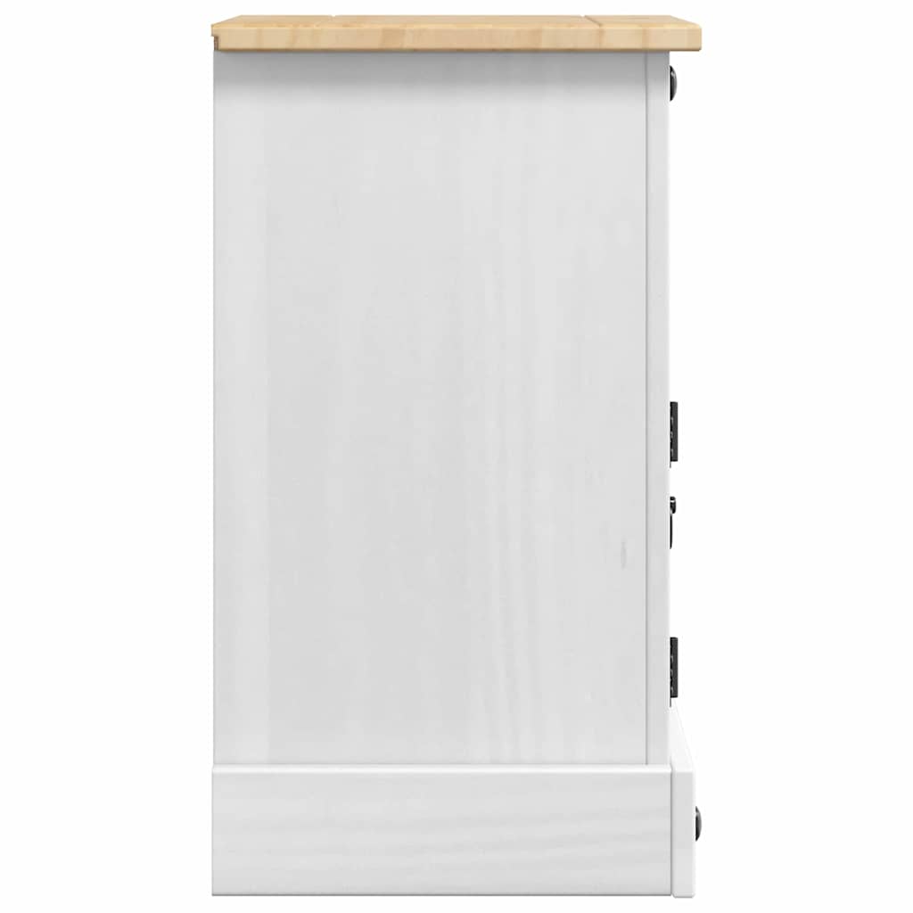 Nachttisch Corona Weiß 35 x 32,5 x 58 cm Massives Kiefernholz